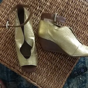 Club Nico Metallic Gold wedge heel, Anthropology